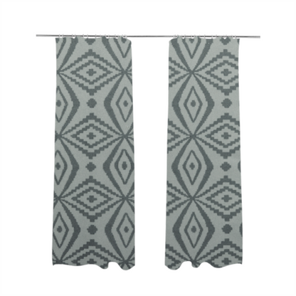 Oman Printed Velour Velvet Kilim Pattern Silver Colour Upholstery Fabric CTR-1935 - Made To Measure Curtains