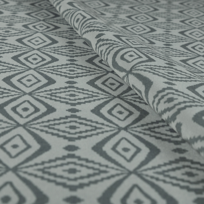 Oman Printed Velour Velvet Kilim Pattern Silver Colour Upholstery Fabric CTR-1935 - Made To Measure Curtains