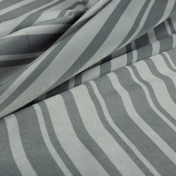 Oman Printed Velour Velvet Striped Pattern Silver Colour Upholstery Fabric CTR-1936 - Roman Blinds