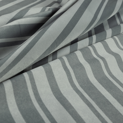 Oman Printed Velour Velvet Striped Pattern Silver Colour Upholstery Fabric CTR-1936