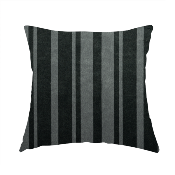 Oman Printed Velour Velvet Striped Pattern Grey Colour Upholstery Fabric CTR-1938 - Handmade Cushions