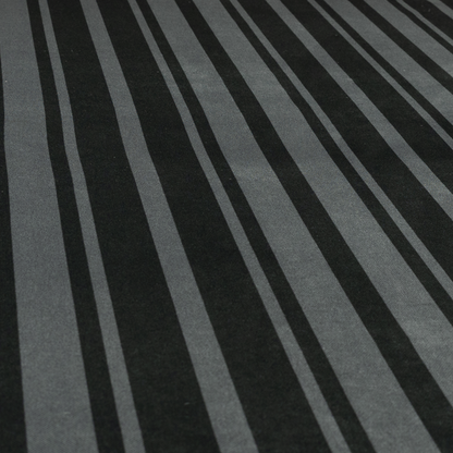 Oman Printed Velour Velvet Striped Pattern Grey Colour Upholstery Fabric CTR-1938 - Roman Blinds