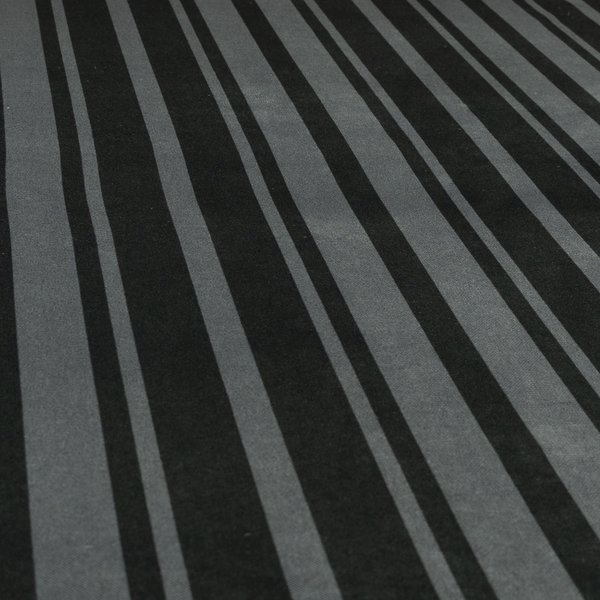 Oman Printed Velour Velvet Striped Pattern Grey Colour Upholstery Fabric CTR-1938 - Made To Measure Curtains