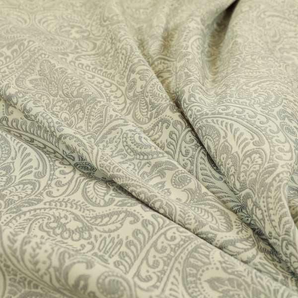 Zenith Collection In Smooth Chenille Finish Silver Colour Damask Pattern Upholstery Fabric CTR-195 - Roman Blinds