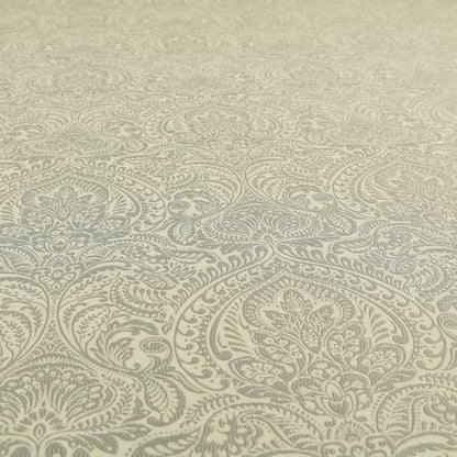 Zenith Collection In Smooth Chenille Finish Silver Colour Damask Pattern Upholstery Fabric CTR-195 - Roman Blinds