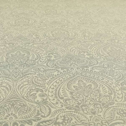 Zenith Collection In Smooth Chenille Finish Silver Colour Damask Pattern Upholstery Fabric CTR-195 - Made To Measure Curtains