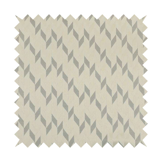 Zenith Collection In Smooth Chenille Finish Silver Colour Geometric Pattern Upholstery Fabric CTR-196