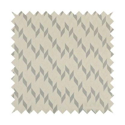 Zenith Collection In Smooth Chenille Finish Silver Colour Geometric Pattern Upholstery Fabric CTR-196 - Made To Measure Curtains