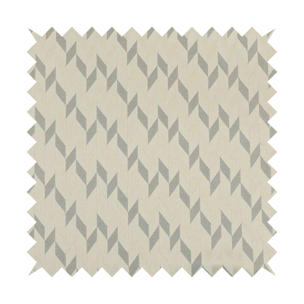 Zenith Collection In Smooth Chenille Finish Silver Colour Geometric Pattern Upholstery Fabric CTR-196 - Handmade Cushions