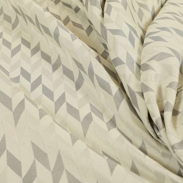 Zenith Collection In Smooth Chenille Finish Silver Colour Geometric Pattern Upholstery Fabric CTR-196 - Roman Blinds