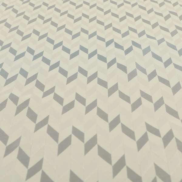 Zenith Collection In Smooth Chenille Finish Silver Colour Geometric Pattern Upholstery Fabric CTR-196 - Roman Blinds