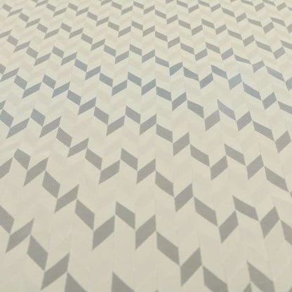 Zenith Collection In Smooth Chenille Finish Silver Colour Geometric Pattern Upholstery Fabric CTR-196 - Roman Blinds