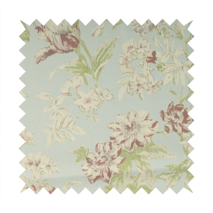 Alnwick Floral Printed Sky Blue Colour Print Upholstery Fabric CTR-1960 - Made To Measure Curtains