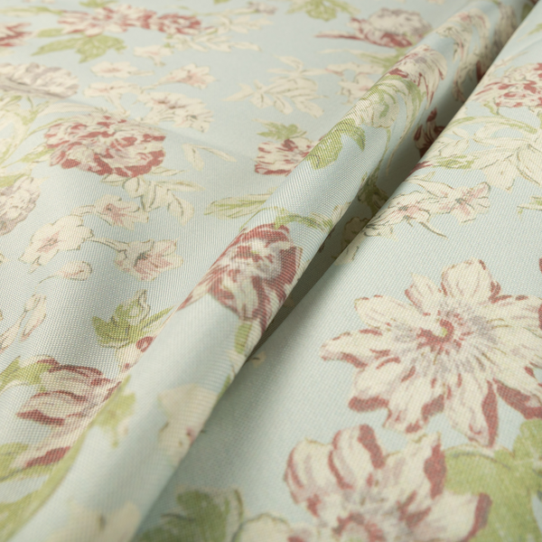 Alnwick Floral Printed Sky Blue Colour Print Upholstery Fabric CTR-1960 - Roman Blinds