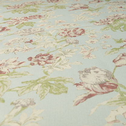 Alnwick Floral Printed Sky Blue Colour Print Upholstery Fabric CTR-1960 - Roman Blinds