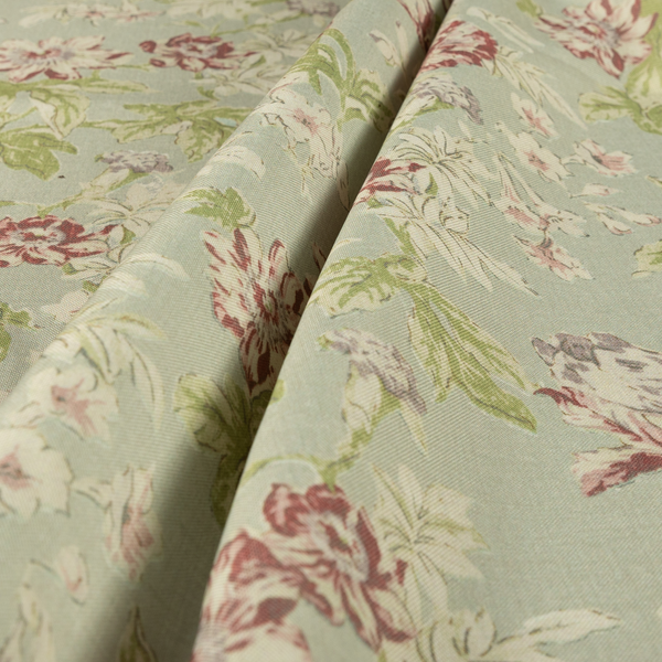 Alnwick Floral Printed Green Colour Print Upholstery Fabric CTR-1961 - Made To Measure Curtains