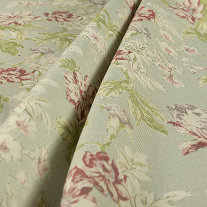 Alnwick Floral Printed Green Colour Print Upholstery Fabric CTR-1961 - Made To Measure Curtains