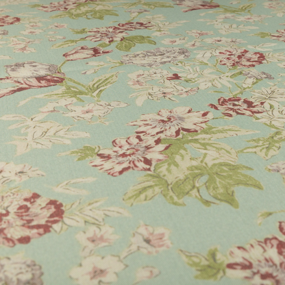 Alnwick Floral Printed Light Blue Colour Print Upholstery Fabric CTR-1963 - Made To Measure Curtains