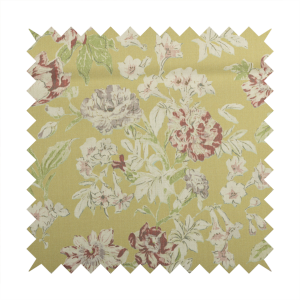 Alnwick Floral Printed Yellow Colour Print Upholstery Fabric CTR-1964 - Roman Blinds