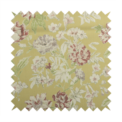 Alnwick Floral Printed Yellow Colour Print Upholstery Fabric CTR-1964