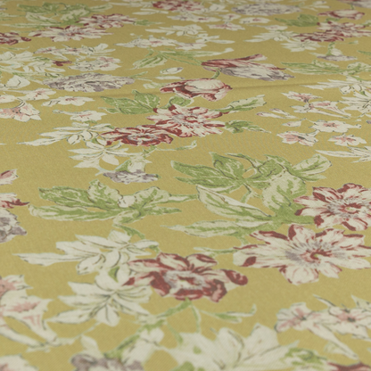 Alnwick Floral Printed Yellow Colour Print Upholstery Fabric CTR-1964 - Roman Blinds