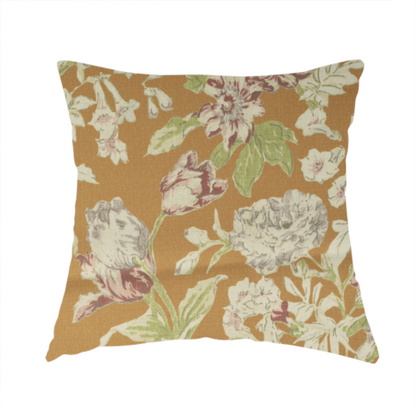 Alnwick Floral Printed Orange Colour Print Upholstery Fabric CTR-1965 - Handmade Cushions