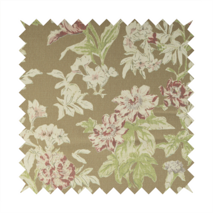 Alnwick Floral Printed Brown Colour Print Upholstery Fabric CTR-1966 - Made To Measure Curtains