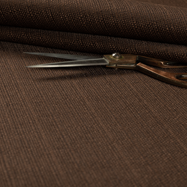 Potosi Weave Textured Chenille Chocolate Brown Colour Upholstery Fabric CTR-1970 - Made To Measure Curtains