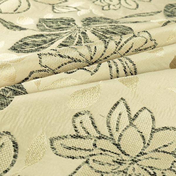 Ankara Floral Pattern Beige Chenille Upholstery Fabric CTR-1975 - Handmade Cushions