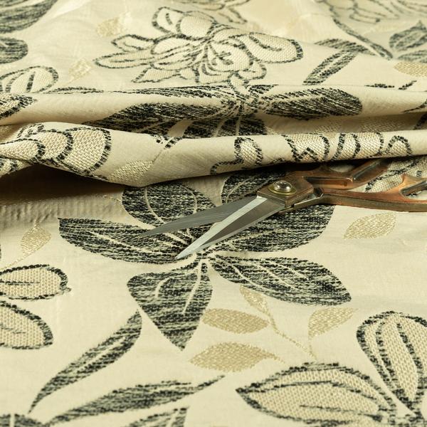 Ankara Floral Pattern Beige Chenille Upholstery Fabric CTR-1975 - Handmade Cushions