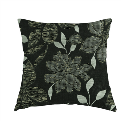 Ankara Floral Pattern Grey Chenille Upholstery Fabric CTR-1976 - Handmade Cushions
