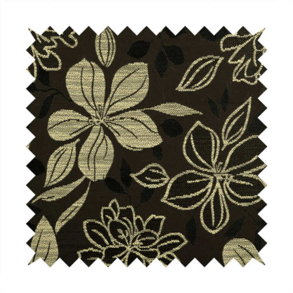 Ankara Floral Pattern Brown Chenille Upholstery Fabric CTR-1977 - Handmade Cushions