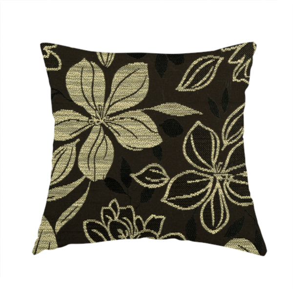 Ankara Floral Pattern Brown Chenille Upholstery Fabric CTR-1977 - Handmade Cushions