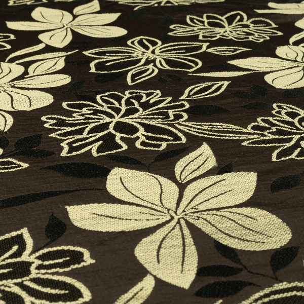 Ankara Floral Pattern Brown Chenille Upholstery Fabric CTR-1977 - Roman Blinds