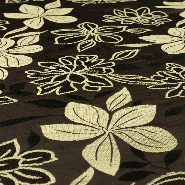 Ankara Floral Pattern Brown Chenille Upholstery Fabric CTR-1977