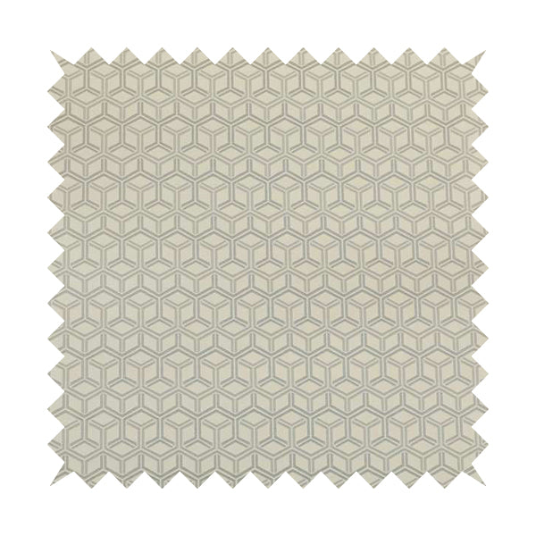 Zenith Collection In Smooth Chenille Finish Silver Colour 3D Cube Geometric Pattern Upholstery Fabric CTR-198 - Roman Blinds