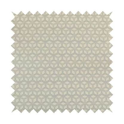 Zenith Collection In Smooth Chenille Finish Silver Colour 3D Cube Geometric Pattern Upholstery Fabric CTR-198 - Roman Blinds