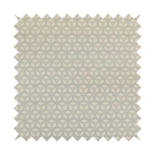 Zenith Collection In Smooth Chenille Finish Silver Colour 3D Cube Geometric Pattern Upholstery Fabric CTR-198