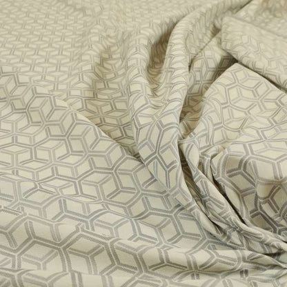 Zenith Collection In Smooth Chenille Finish Silver Colour 3D Cube Geometric Pattern Upholstery Fabric CTR-198