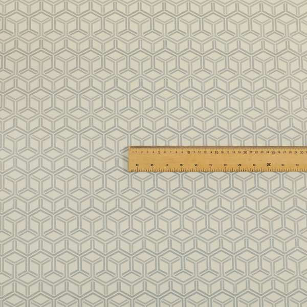 Zenith Collection In Smooth Chenille Finish Silver Colour 3D Cube Geometric Pattern Upholstery Fabric CTR-198 - Roman Blinds