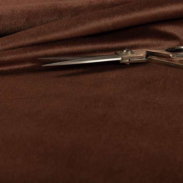 Muscat Plain Velvet Material Cinnamon Brown Colour Upholstery Fabric CTR-1985 - Roman Blinds