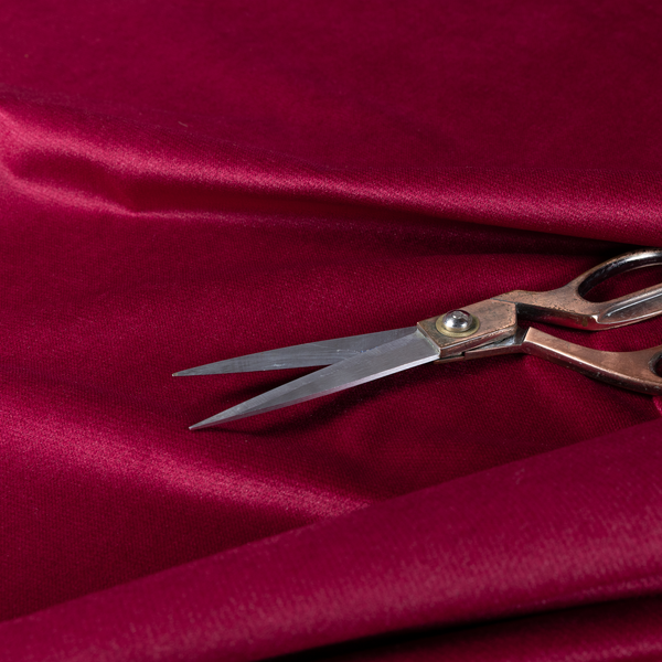 Muscat Plain Velvet Material Ruby Red Colour Upholstery Fabric CTR-1989 - Made To Measure Curtains