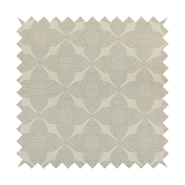 Zenith Collection In Smooth Chenille Finish Silver Colour Medallion Pattern Upholstery Fabric CTR-199 - Roman Blinds