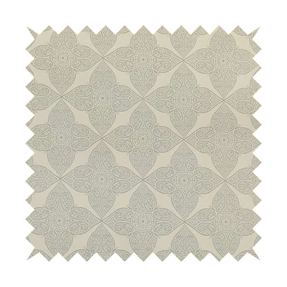 Zenith Collection In Smooth Chenille Finish Silver Colour Medallion Pattern Upholstery Fabric CTR-199 - Roman Blinds