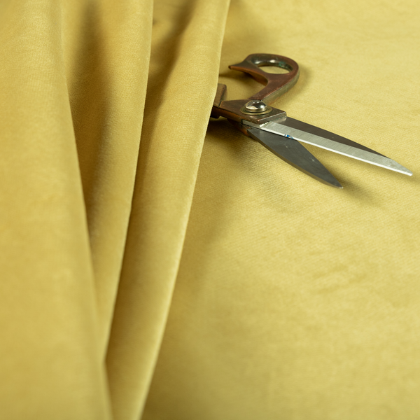 Muscat Plain Velvet Material Sunflower Yellow Colour Upholstery Fabric CTR-1993 - Handmade Cushions