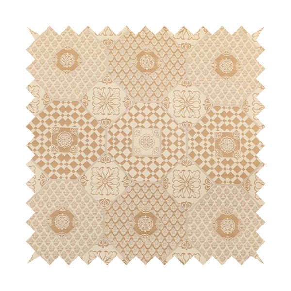 Zenith Collection In Smooth Chenille Finish Brown Colour Patchwork Pattern Upholstery Fabric CTR-200 - Handmade Cushions