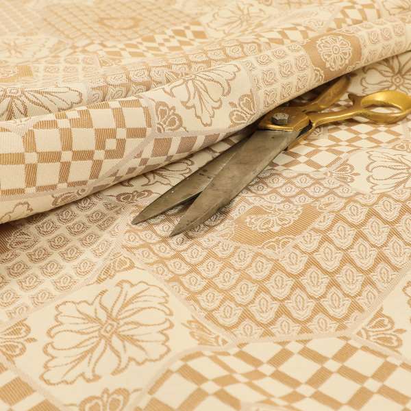 Zenith Collection In Smooth Chenille Finish Brown Colour Patchwork Pattern Upholstery Fabric CTR-200 - Roman Blinds