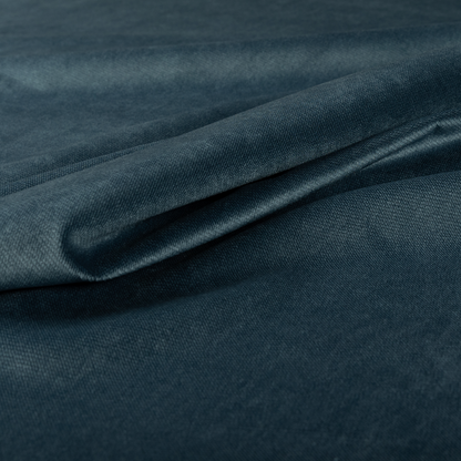 Muscat Plain Velvet Material Denim Blue Colour Upholstery Fabric CTR-2005 - Made To Measure Curtains