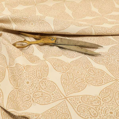 Zenith Collection In Smooth Chenille Finish Brown Colour Medallion Pattern Upholstery Fabric CTR-201 - Made To Measure Curtains