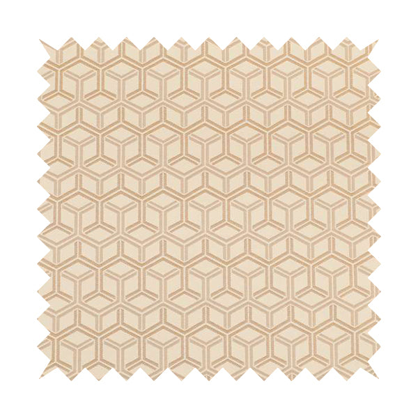 Zenith Collection In Smooth Chenille Finish Brown Colour 3D Cube Geometric Pattern Upholstery Fabric CTR-202 - Roman Blinds